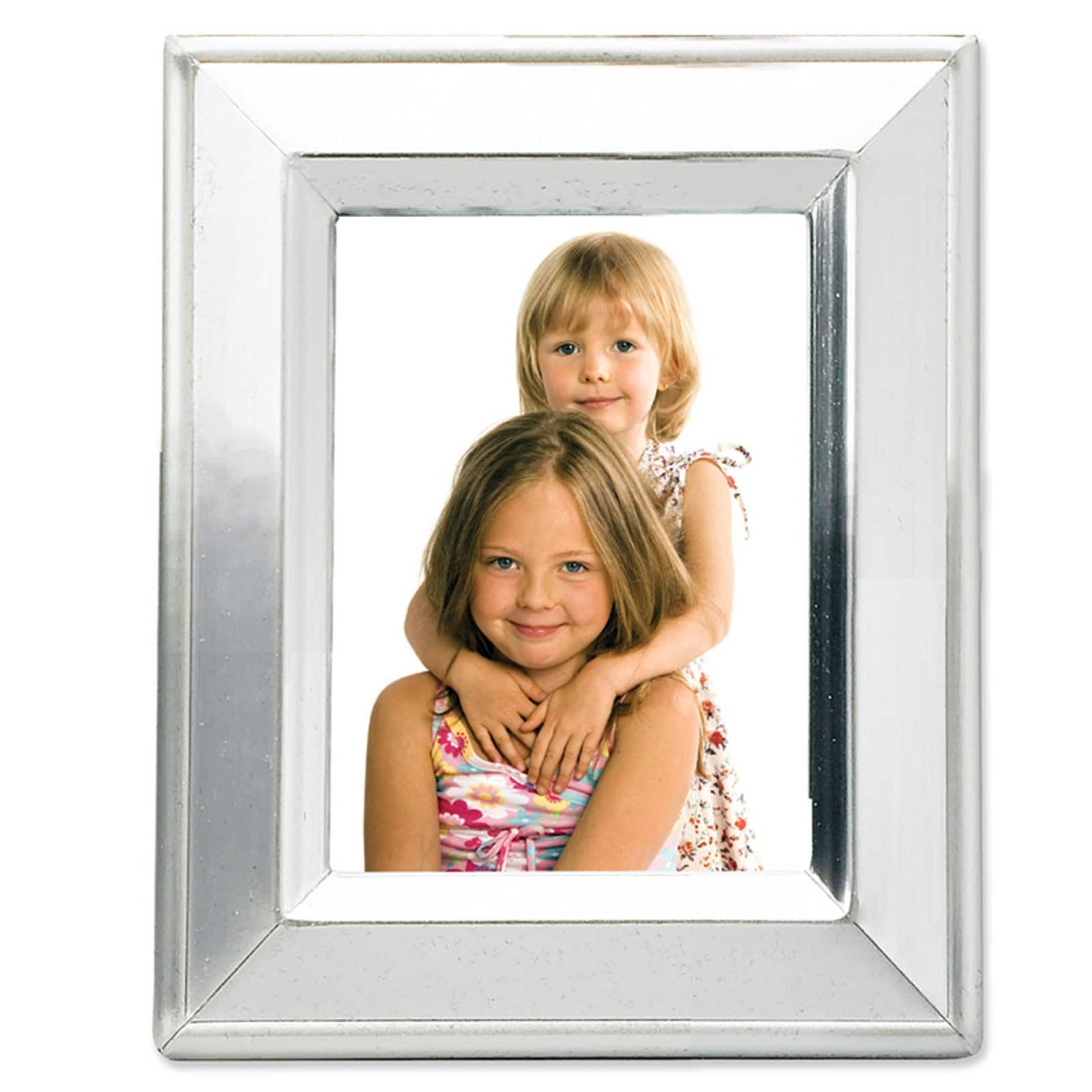 Lawrence Frames Brushed Silver Plated 5x5 Metal Picture Frame Shiny Inner Edge 750155