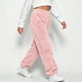 thumbnail image 3 of FAIWAD Kids Plush Pants Elastic Waist Solid Color Fleece Joggers Boys Girls Soft Warm Loungewear, 3 of 8