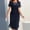 *Dark Blue, variant on ClodeEU Women's Round Neck Sheer Short Sleeve Fit Midi Dress with Ruffled Hem Dark Blue,Womens Plus L