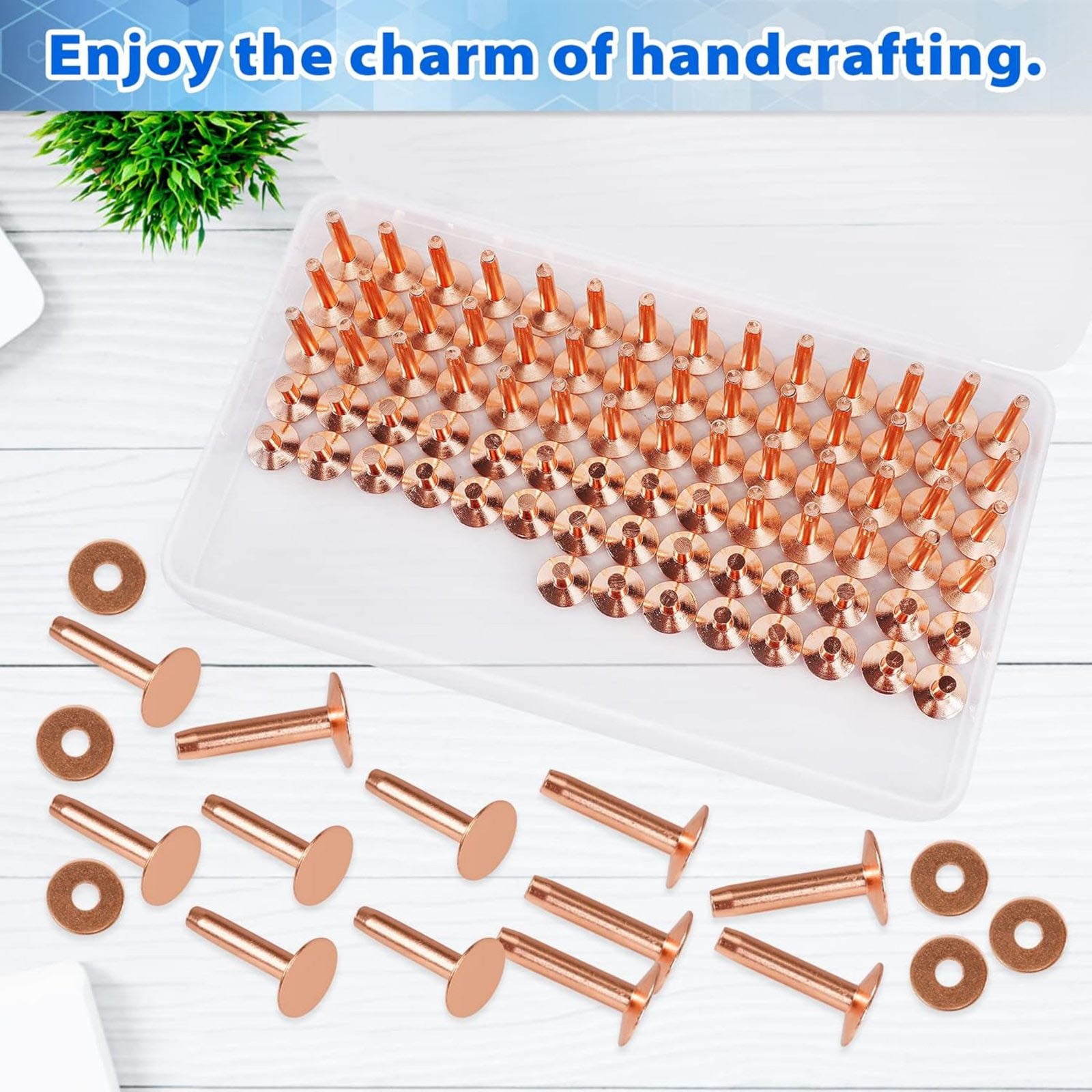 APPLAYERR Leather Rivet Kit 77 Set Solid Copper 12mm Smooth Face 2 Lengths for Belts Bags Wallets Straps Leatherworking