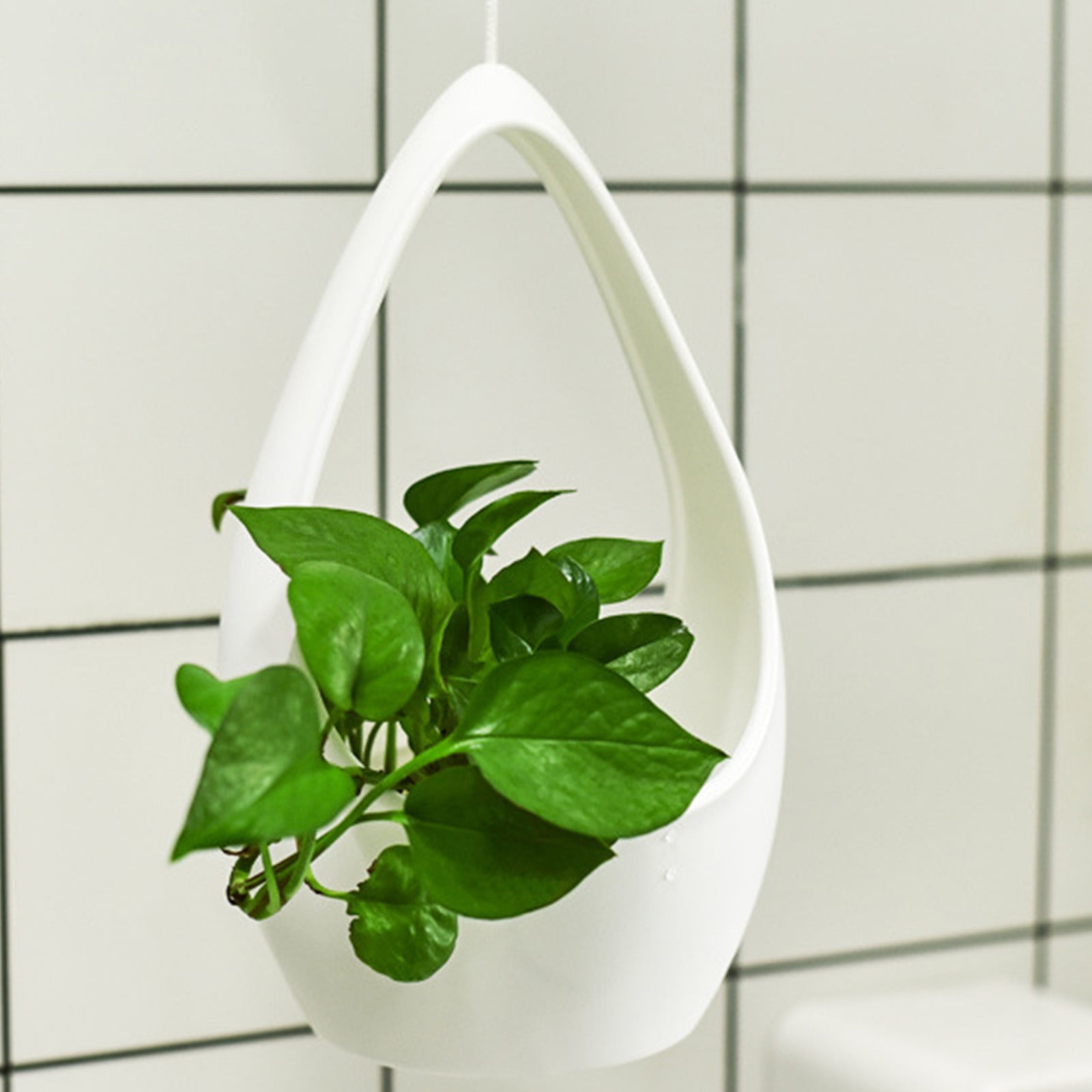 JilgTeok 3 Packs White Hanging Planter with Adjustable Hook Modern Teardrop Design for Indoor Outdoor Garden Balcony Decor Plant Pot for Succulents Vines Herbs