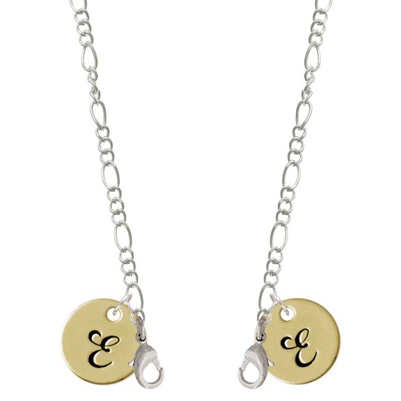 Goldtone Large Disc Letter - E - 3/4'' Silvertone Face Mask Necklace
