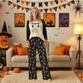 thumbnail image 5 of Halloween Pajama Set Long Sleeves and Pants Two-Piece Set Holiday Pajamas Cute Pumpkin Ghost Spider Skull Print Pajamas Pajamas Unisex Couple Outfit Family Pajamas,Man M, 5 of 6