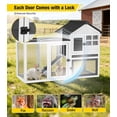 thumbnail image 2 of Aivituvin Two-Tier Rabbit Hutch Outdoor Bunny Cage Indoor with Weatherproof Roof Rabbit Cage with Chew-Proof Ramp and Pull-Out Tray for for Small Animals Black and White, 2 of 9