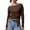 Brown, variant on Women T-shirt Long Sleeve Crew Neck Solid/Stripes Slim Fit Ladies Fall Tops Streetwear