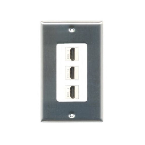RiteAV - Gray and White 3 HDMI Port Wall Plate Decorative