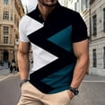 thumbnail image 4 of Camisas de Verano Casuales de los Hombres Botón Arriba Solapa de Manga Corta Rayas Borde Transpirable Estilo Vintage Superior, 4 of 7
