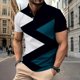 thumbnail image 5 of Ceisia Men's Summer Casual Geometric Color Block Mesh Short Sleeve Lapel Shirt Multicolor M Gifts, 5 of 7