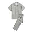 thumbnail image 1 of Hauts d'Été zanvins Tendance pour Femmes, Tenue d'Intérieur Décontractée, Hauts à Manches Courtes, Pantalons, Col Rabattu, Pyjamas de Nuit, Ensembles, 1 of 2