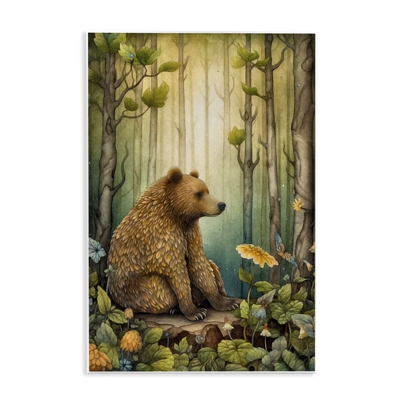 Stupell Industries Bohemian Bear in Magical Forest Wall Plaque Art, 13 x 19, by The Dutch Lady