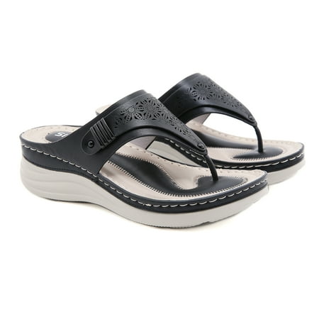 

DAFENGEA Women s Wedge Flip Flops with Arch Support Comfortable Casual Thong Sandals Platform Outdoor Summer Beach Slippers Comfortable Leather Walking Shoes