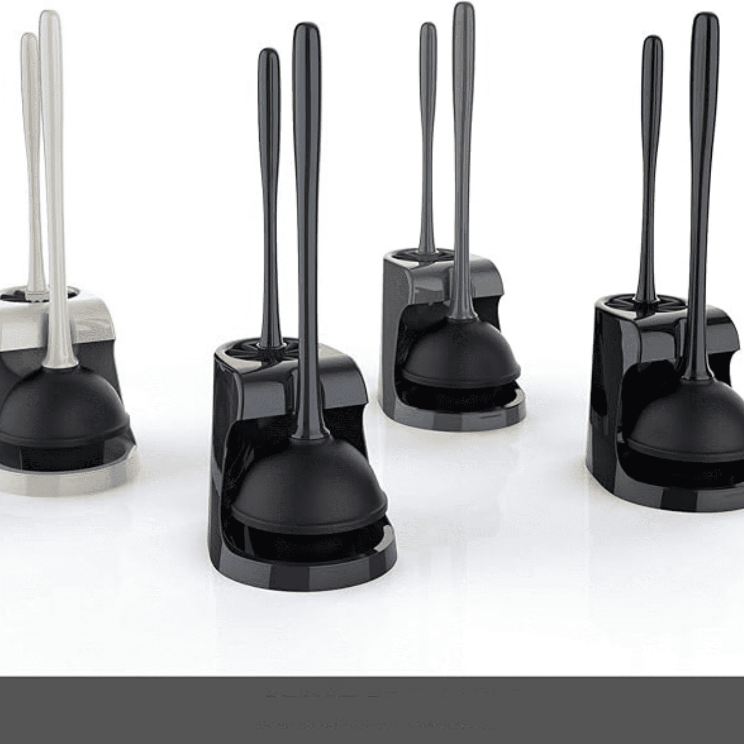 Toilet Plunger and Bowl Brush Combo for Bathroom Cleaning, Black, 2 Sets