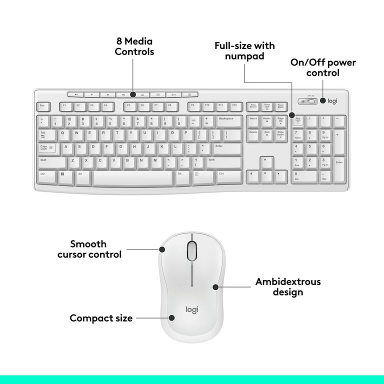 Logitech Wireless Combo Keyboard, Off White, Walmart Exclusive