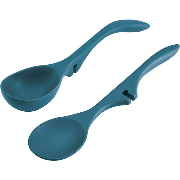 Rachael Ray Kitchen Tools and Gadgets Nonstick Utensils/Lazy Spoon and Ladle, 2 Piece, Marine Blue