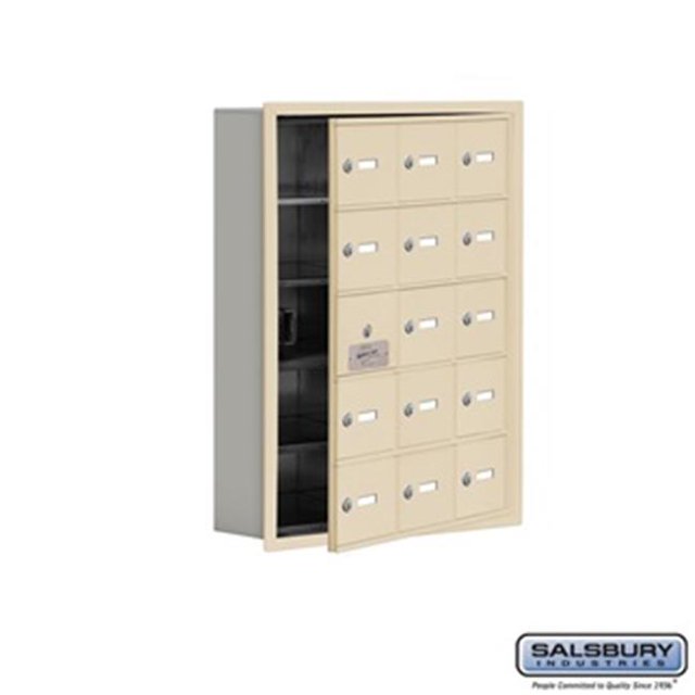 SalsburyIndustries 19155-15SRK Cell Phone Storage Locker With Front Access Panel - 5 Door High Unit, Sandstone