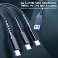 thumbnail image 3 of TOPRenddon Super Fast Charging 3-in-1 Data Cable - Durable Nylon Braiding, 1.2m, Type-C, Micro USB, iOS Compatible, 3 of 4