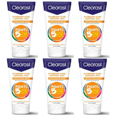 Clearasil Ultra 5in1 Exfoliating Wash, 6.78 oz. (Pack of 6)