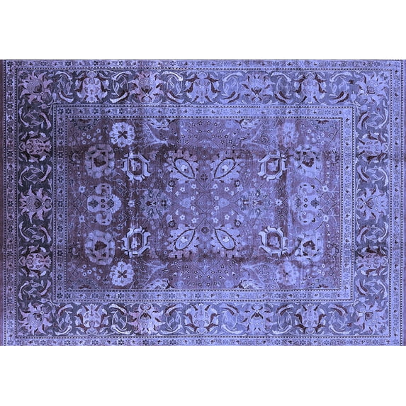 Ahgly Company Machine Washable Indoor Rectangle Oriental Blue Industrial Area Rugs, 2' x 3'