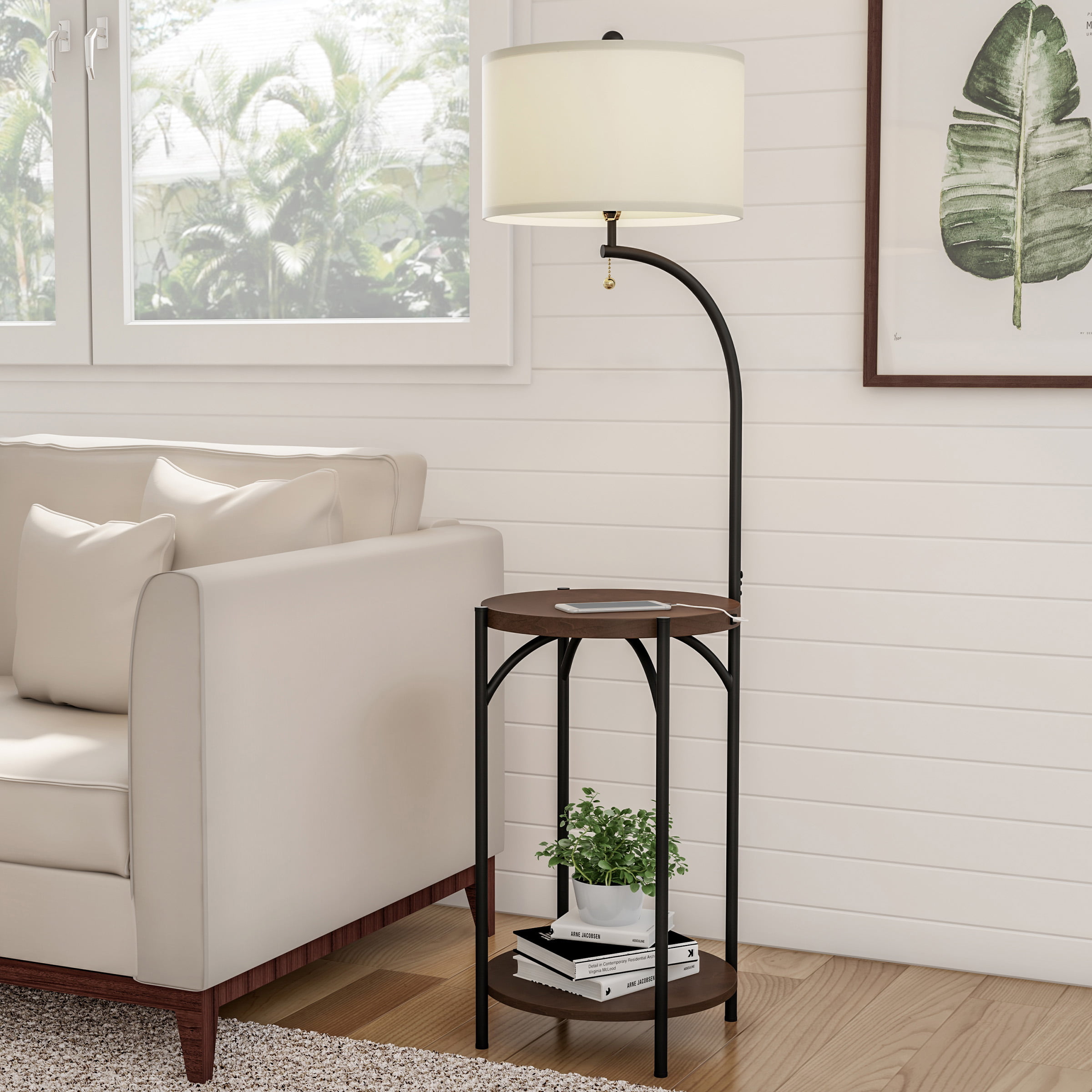 Floor Lamp End Table Modern Rustic, Living Room End Tables And Lamps