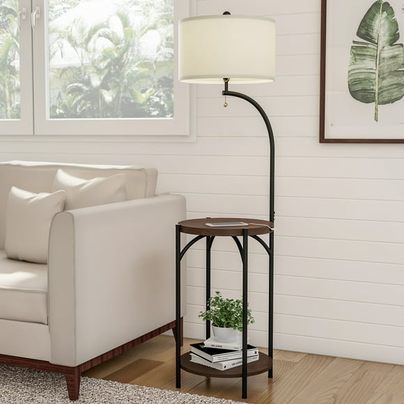 Floor Lamp With Table, Small End Table With Attached Lamp