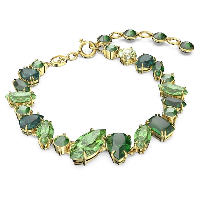 Brazalete Swarovski Gema con cristales verdes suaves en tono dorado