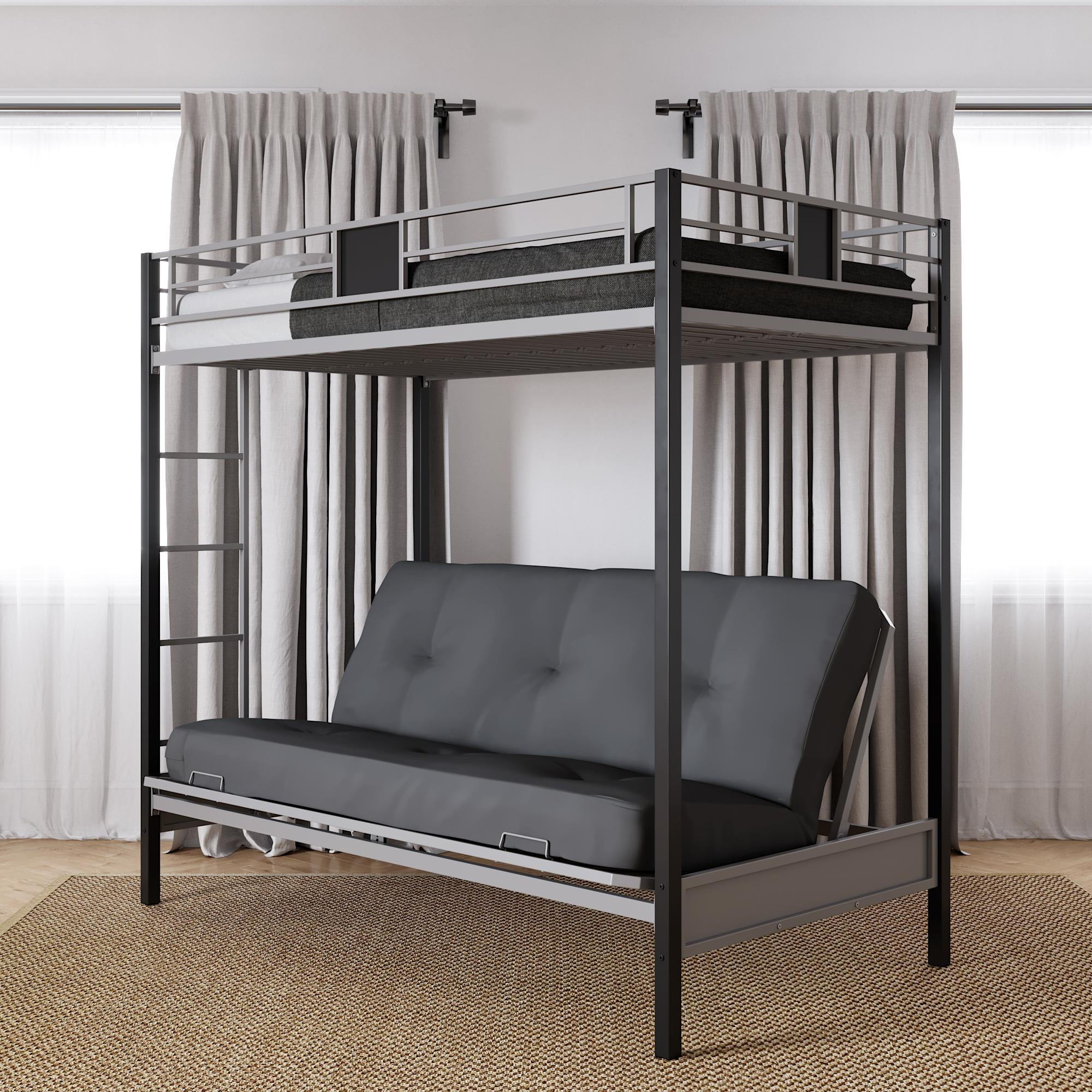 River Street Designs Silver Screen Twin, Bunk Beds With Sofa At The Bottom