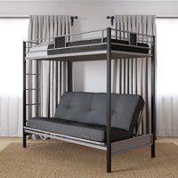 DHP Silver Screen Twin-Over-Futon Metal Bunk Bed, Silver/Black