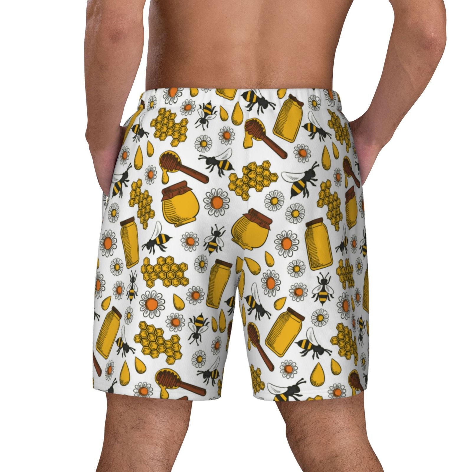 Xecao Cute Bee for Men's Swimming Trunks Swim Trunks Quick Dry Swim Shorts with Mesh Lining Funny Swimwear Bathing Suits