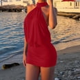 thumbnail image 2 of Fashion Beach Dresses for Womens Plus Size Summer Sleeveless Round-Neck Dress Solid Color Bandage Bodycon Mini Dress, 2 of 7