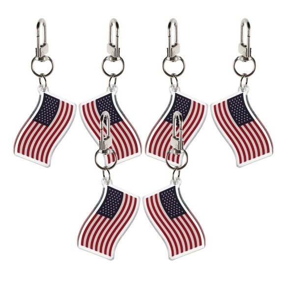 LOLIPPYY 6-Pack USA Flag Keychains, Lightweight Material, Perfect for Key Decoration and Accessories