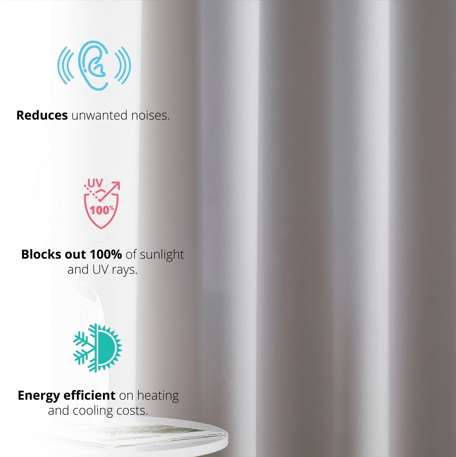 THD Lawrence 100% Blackout Thermal Grommet Window Curtain Panels for Bedroom and Living Room - Total Privacy and Energy Efficiency - Set of 2