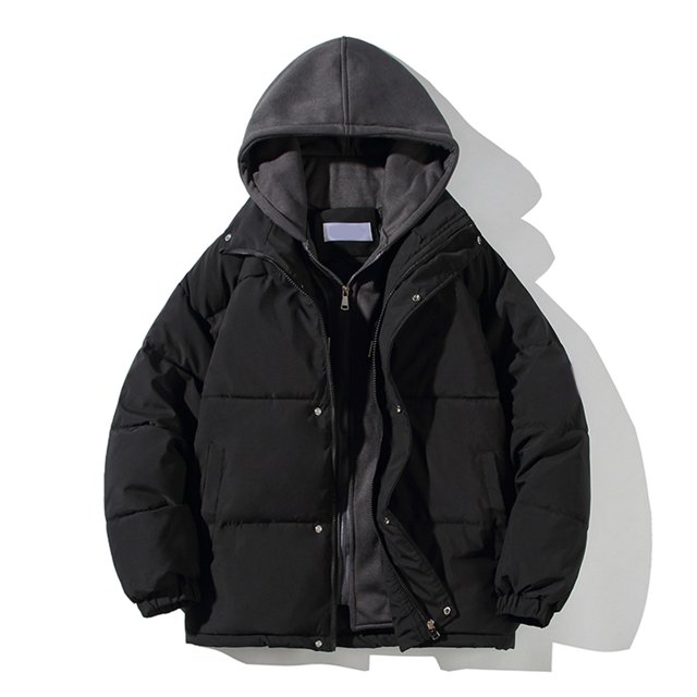 Chaqueta acolchada de algodón con capucha falsa de dos piezas para hombre, calidez gruesa, chaqueta acolchada de algodón personalizada, estilo neutro Pompotops oipoqjl20815