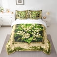 thumbnail image 2 of Feelyou Girls Spring Flower Bedding Comforter Set 7 Pieces, Green Leaves Plant Full Bedding Set, Kawaii Lily Floral Reversible Fitted Sheet Flat Sheet, Luxury Bedroom Decor, 2 of 8