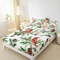 thumbnail image 4 of Manfei Merry Christmas Twin Sheet Sets for Kids, Cartoon Robin Bird Twin Fitted Sheet, Jungle Leaf Plant Flat Sheet, Lightweight Room Decor, 3-Piece, 4 of 7