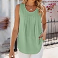 thumbnail image 6 of ctdiral Womens Crew Neck Sleeveless Tank Tops Pleated Loose Fit Tunic Tops Solid Color Lightweight Tee Summer Casual Comfy Tops Green S, 6 of 8