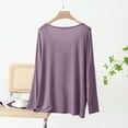 thumbnail image 4 of cfhntfmh Sleep Shirts for Women Modal Scoop Neck Solid Color Lounge Pajamas Top Soft Ladies Long Sleeve Pjs Top Sleepwear, 4 of 6