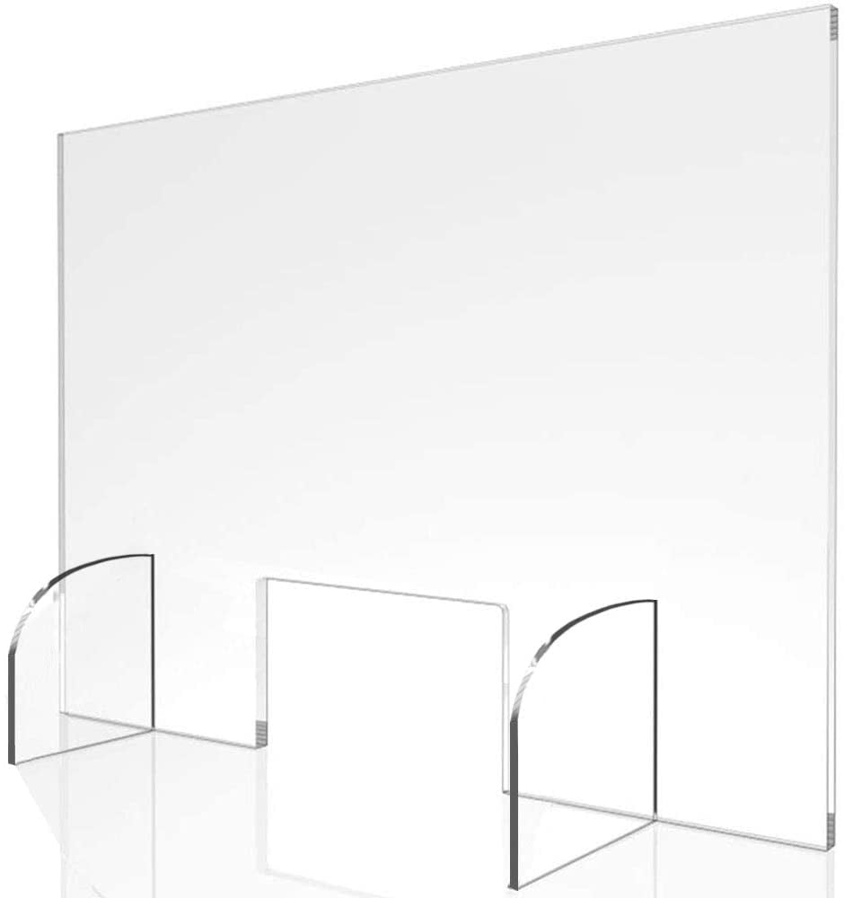 Multi-Sizes Sneeze Guard Panel for Desk Portable Clear Acrylic Counter and Table 24 W x 32 H Plexiglass Shield Multi-Sizes Sneeze Guard Panel for Desk Portable Clear Acrylic Counter and Table 24 W x 32 H Plexiglass Shield