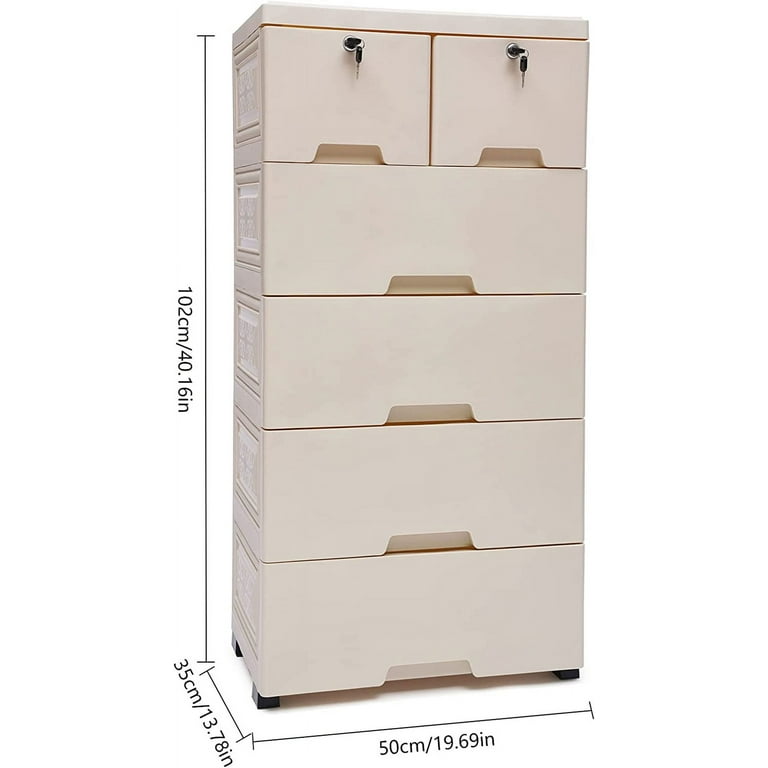 Oukaning 6 Drawer Dresser Furniture Bedroom Organizer Chest of Drawers Clothes Storage