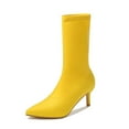 thumbnail image 7 of Wavsuf Cowboy Boots for Women Wide Calf Mid Calf with Fuzz Winter Flock Yellow Shoes Size 39, 7 of 7