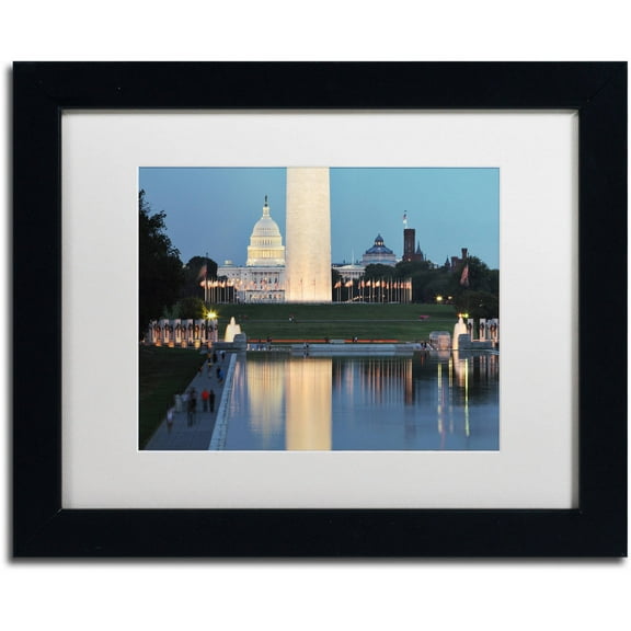 Trademark Fine Art "National Mall at Twilight" Canvas Art by Gregory O'Hanlon, White Matte, Black Frame