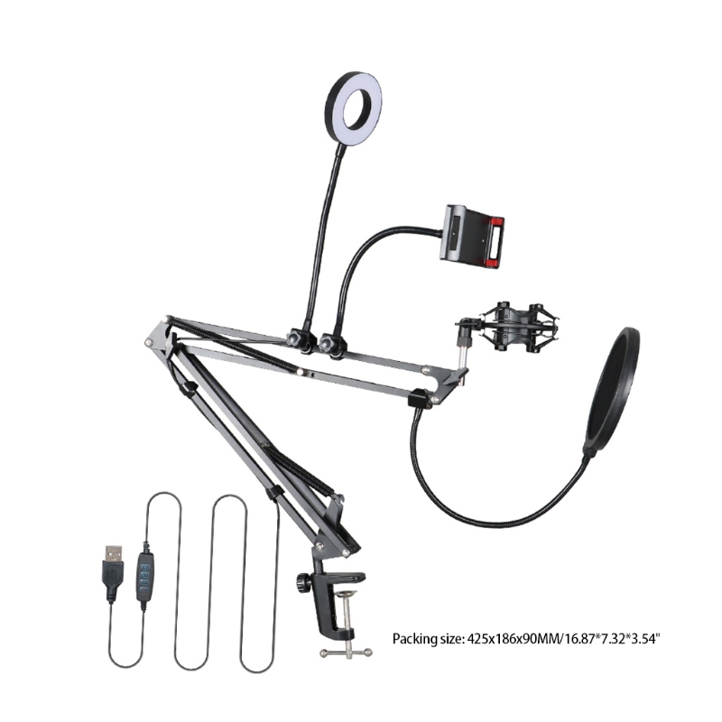 Professional Microphone Stand, Mic Arm Desk Adjustable Suspension Boom Scissor Studio Shock Mount Mic Stands Sets