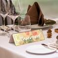 thumbnail image 4 of Framokoko 12 Pcs Mirrored Reserved Table Signs, Double Sided Table Tent Signs with Suede Cloth, Reservation Seat Indicators for Wedding Restaurant Ceremony Party Banquet (Gold 6"x2"), 4 of 8