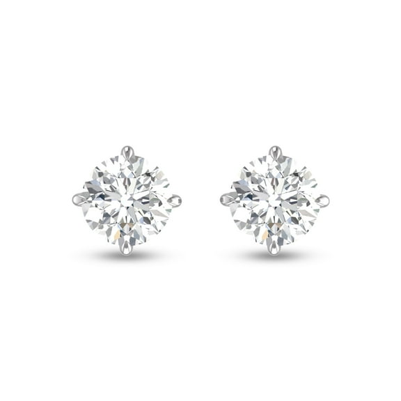 SZUL Women's Lab Grown 1/2 Carat Round Solitaire Diamond Earrings in 14K White Gold