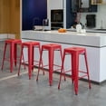 thumbnail image 5 of Basicwise 30-inch Backless Metal Bar Stool Stackable Heavy-Duty Counter-Height Chair for Home Bars Patios Kitchen Islands Cafes Restaurants Bistros and Dining Areas for Indoor & Outdoor Use, Red, 5 of 6