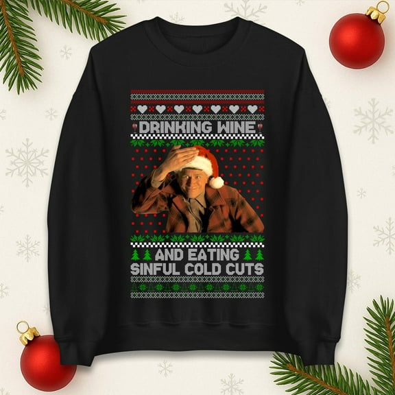 Ed Gein Drinking Wine Sinful Cold Cuts Christmas Sweatshirt, Xmas Festive Tee, Ed Gein Xmas Shirt, Xmas Gift Top