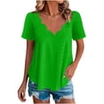 thumbnail image 2 of ITSAME Women's Plus Size Tops, V-Neck Short Sleeve Hollow Out Breathable Summer Fashion Casual Blouses Green Size 3XL, 2 of 9