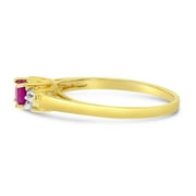 14k Yellow Gold Round Ruby And Diamond Ring