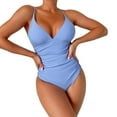 thumbnail image 1 of PEASKJP Maillot de Bain une Pièce Imprimé pour Femmes, Rayé, Bleu Clair TG, 1 of 5