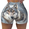 thumbnail image 2 of Uemuo Majestic Snowy Wolf Pattern Women Workout Impact Shorts Scrunch Butt Lifting Gym Shorts Seamless Booty Biker Shorts-Large, 2 of 8