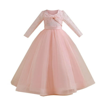 

WUXIAN Toddler 2024 New Child Dress Kids Lace Wedding Dress Long Mesh Tutu Skirt Princess Dress Infants Baby Sundress Relaxed Fit Dailywear